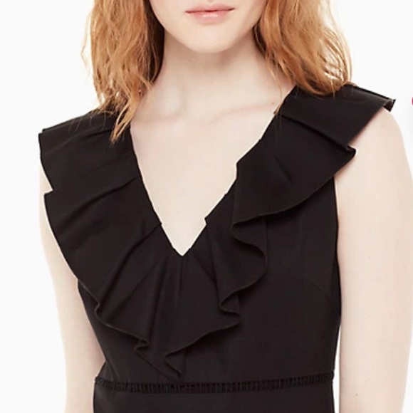 kate spade ruffle neck dress in black - Picture 3 of 8
